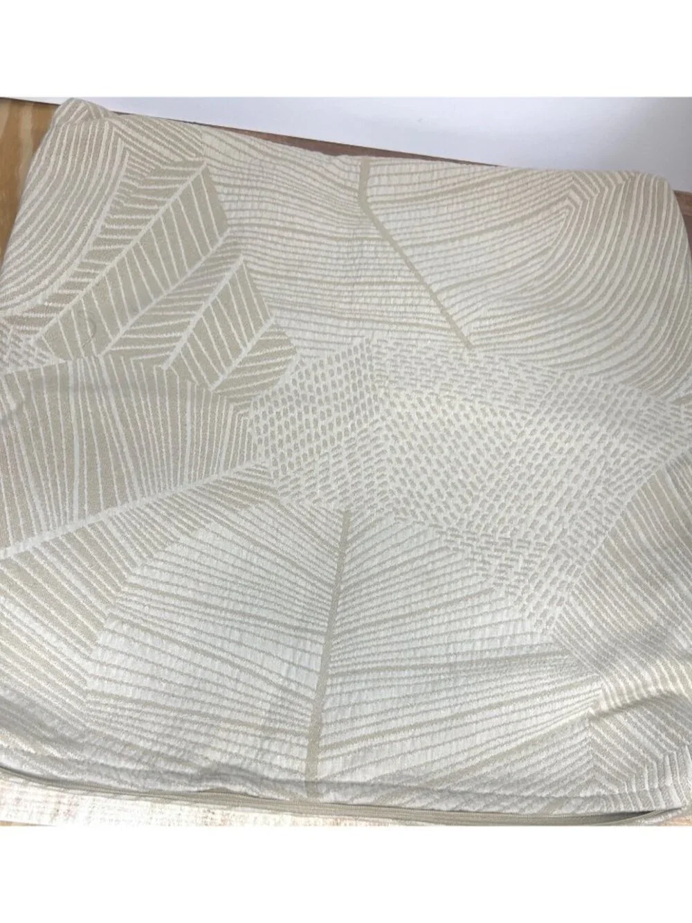 Decorative Beige Pillow Cover With Abstract Textured Design & Zipper Closure